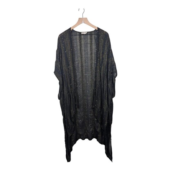 Free People | Sheer Sequin Duster Kimono | Black & Gold | OS - Picture 2 of 11